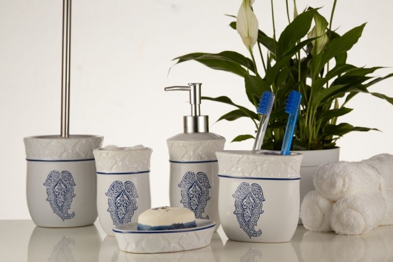 Стакан для зубных щеток Fora England FOR-GR044 Бело-синий Стакан для зубных щеток Fora England FOR-GR044 Бело-синий