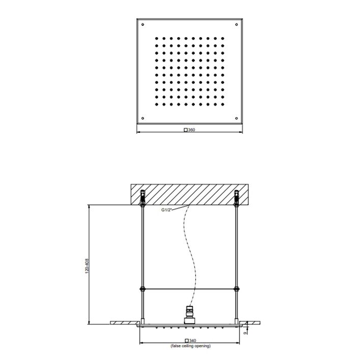 Gessi Emporio Emporio shower Душевая головка QUADRO для потолочного крепления. 350 мм, цвет: Steel Brushed