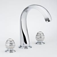 THG MARQUISE BLANC DECOR PLATINE Смеситель на борт ванны, на 3 отверстия, без ручного душа, ручки белые, декор платина, цвет хром