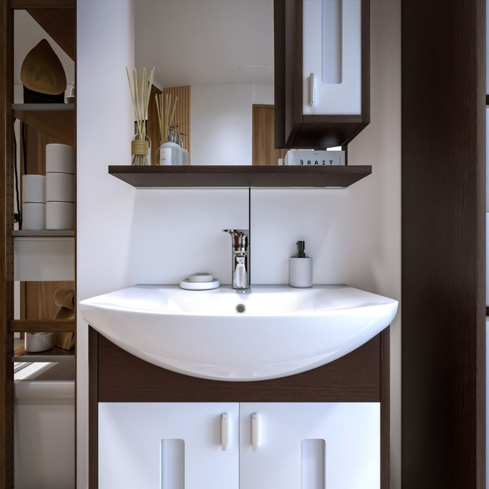 Зеркало со шкафом Бриклаер БАЛИ 62 см правое, венге/белый, артикул 4627125411823