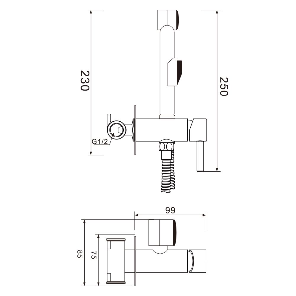 Гигиенический душ со смесителем WesnaArt EKO EKO05-410Black, черный, артикул EKO05-410Black