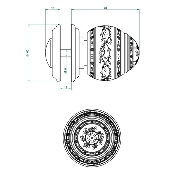 THG MARQUISE BLANC DECOR PLATINE Ручка дверная одинарная, декор белый/платина, цвет хром, артикул A7G-A02-639V