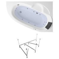 Гидромассажный комплект 4 в 1 Lavinia Boho Bell Pro 36098H00, акриловая ванна 140x95 см (правый разворот), каркас с монтажным набором, подголовник, гидромассаж