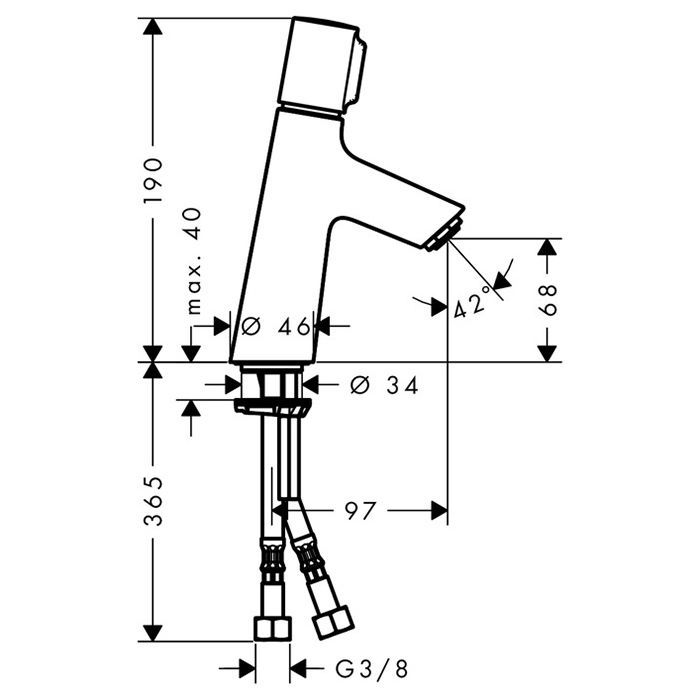 Смеситель для раковины, Hansgrohe, Talis Select S, тип открывания воды-однорычажный, отверстия для монтажа-1, высота, мм-190, вынос излива, мм-97, цвет-хром, без сливного гарнитура Смеситель для раковины, Hansgrohe, Talis Select S, тип открывания воды-однорычажный, отверстия для монтажа-1, высота, мм-190, вынос излива, мм-97, цвет-хром, без сливного гарнитура