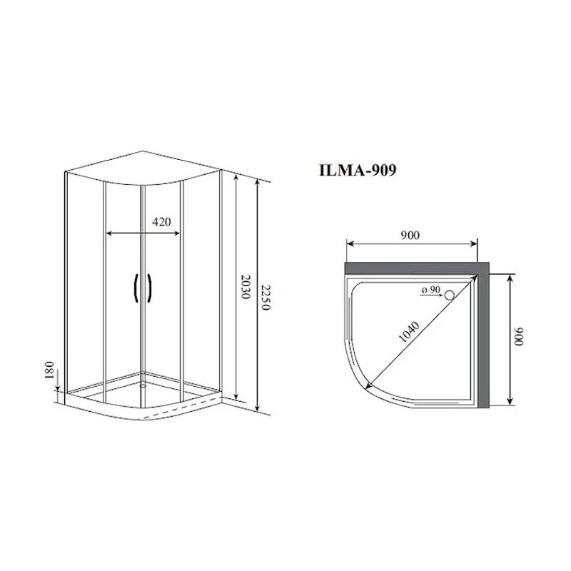 Душевая кабина Timo Premium ILMA ILMA909, 90x90x222