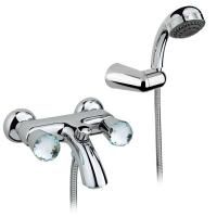 Nicolazzi Cristallo Смеситель для ванны с 2мя ручками, с душевой лейкой, цвет: хром Nicolazzi Cristallo Смеситель для ванны с 2мя ручками, с душевой лейкой, цвет: хром