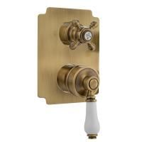 ERMITAGE См-ль скрытого монтажа моноком., 3-х позиционный с девиатором, ручка белая, бронза