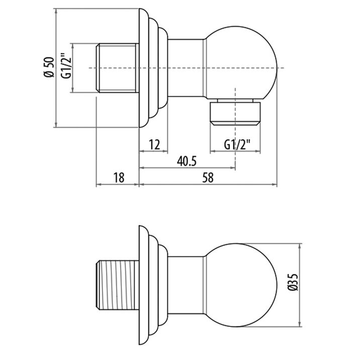 Gattoni PD Выпуск для душа 1/2”, цвет хром Gattoni PD Выпуск для душа 1/2”, цвет хром