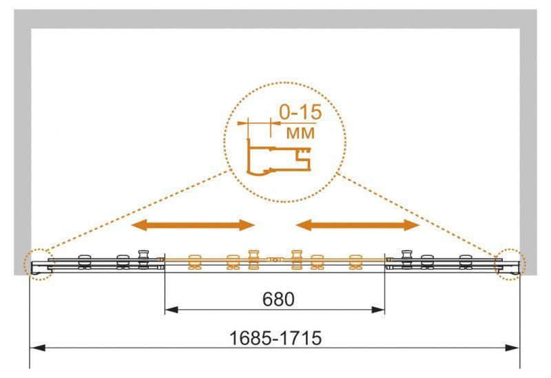 Душевая дверь в проем CEZARES PRATICO-BF-2