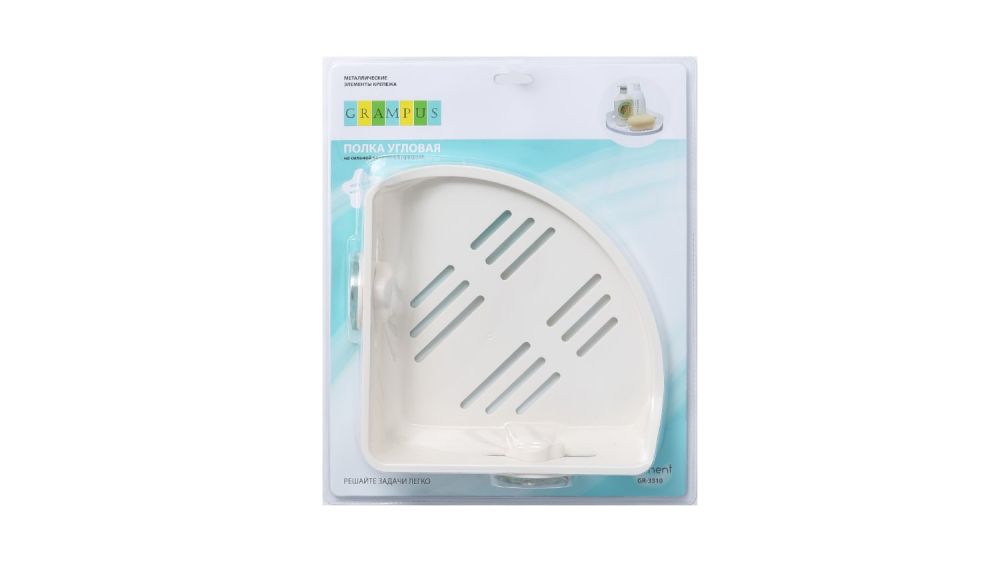 Полочка угловая одноэтажная Grampus Element, GR-3310, белая, артикул GR-3310