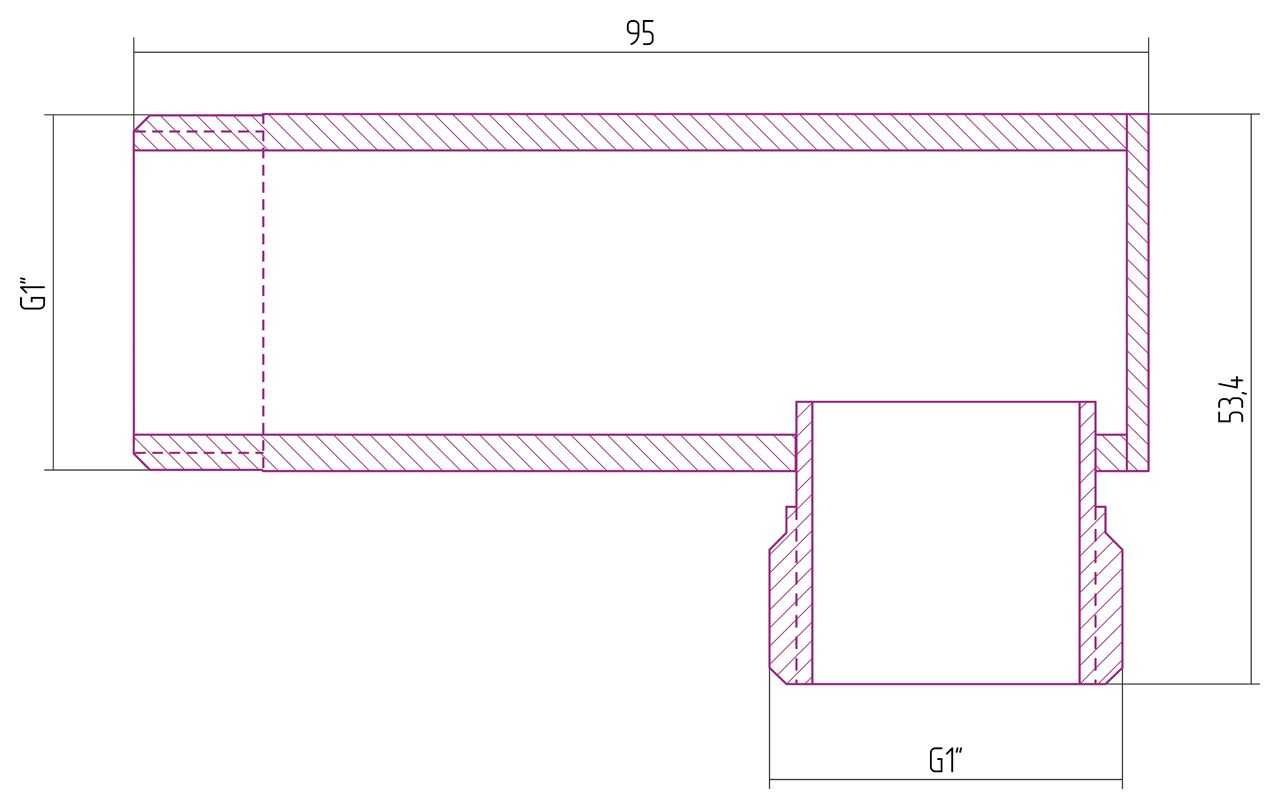 Уголок н/ж "СУНЕРЖА" G 1" нар.р. L-93 мм / G 1" нар.р. L-30.5 мм (Матовая Шампань), артикул 022-1506-1010