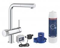 Смеситель для кухни GROHE Blue Pure Minta для подачи смешанной и фильтрованной воды c C-образным изливом, головка для фильтра, фильтр UltraSafe на 3000 л, счетчик, хром (30393000) Смеситель для кухни GROHE Blue Pure Minta для подачи смешанной и фильтрованной воды c C-образным изливом, головка для фильтра, фильтр UltraSafe на 3000 л, счетчик, хром (30393000)