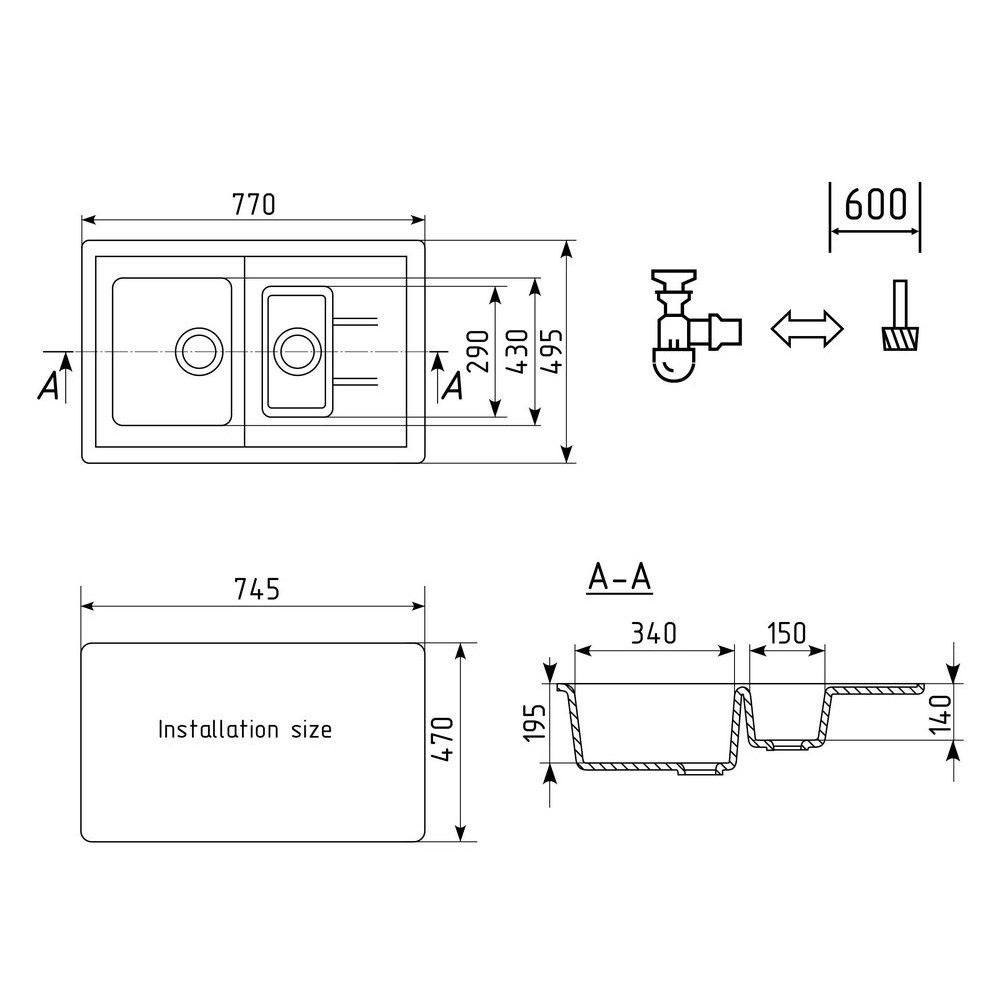 Кухонная мойка Ulgran U-205-341, ультра-белый, артикул U-205-341