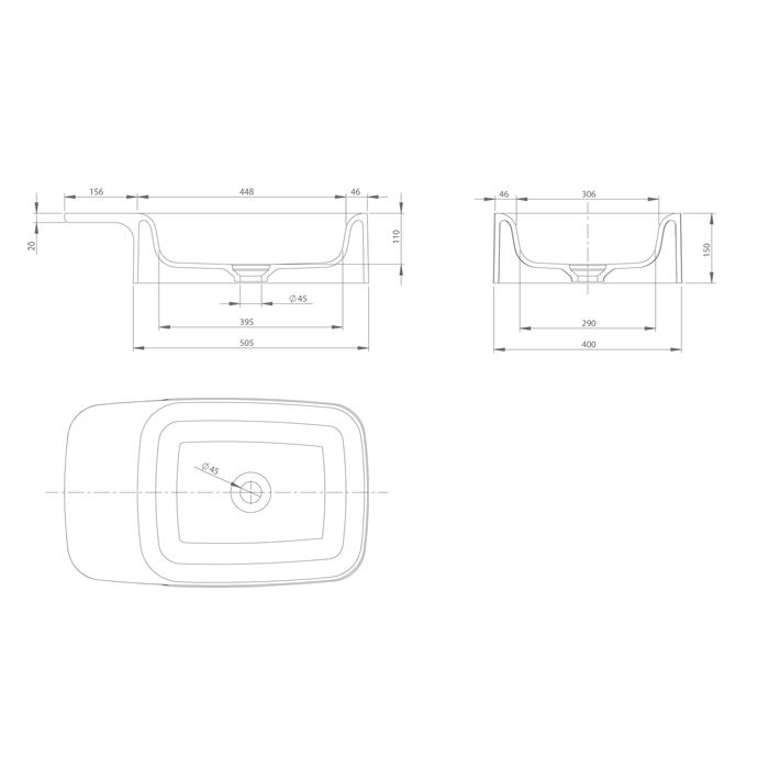 KNIEF Pride Раковина настольная  67х40х15 см, без отв под смеситель, цвет белый матовый