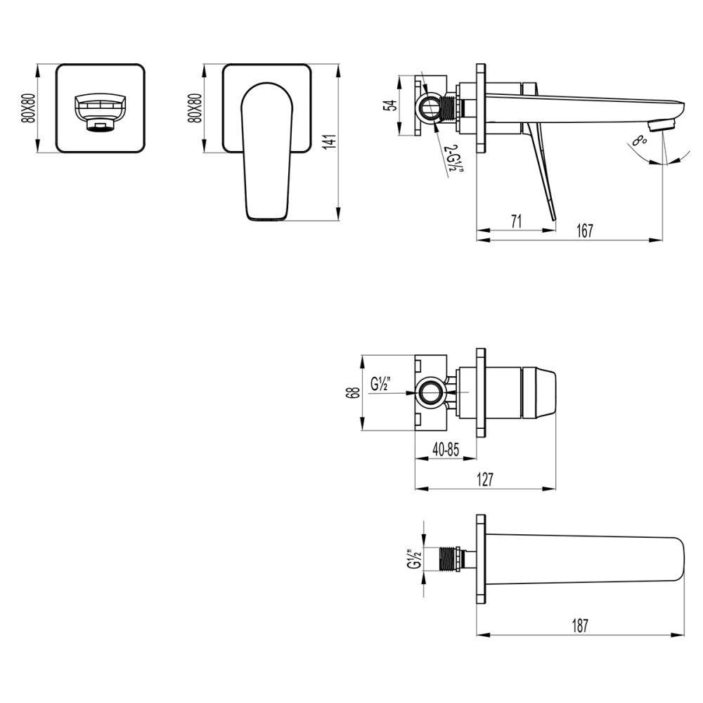 Смеситель Lemark Bronx для раковины встраиваемый (LM3736GM), артикул LM3736GM
