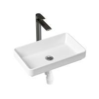 Комплект 3 в 1 Lavinia Boho Bathroom Sink Slim 21510011, накладная фарфоровая раковина 55 см, смеситель, пластиковый сифон