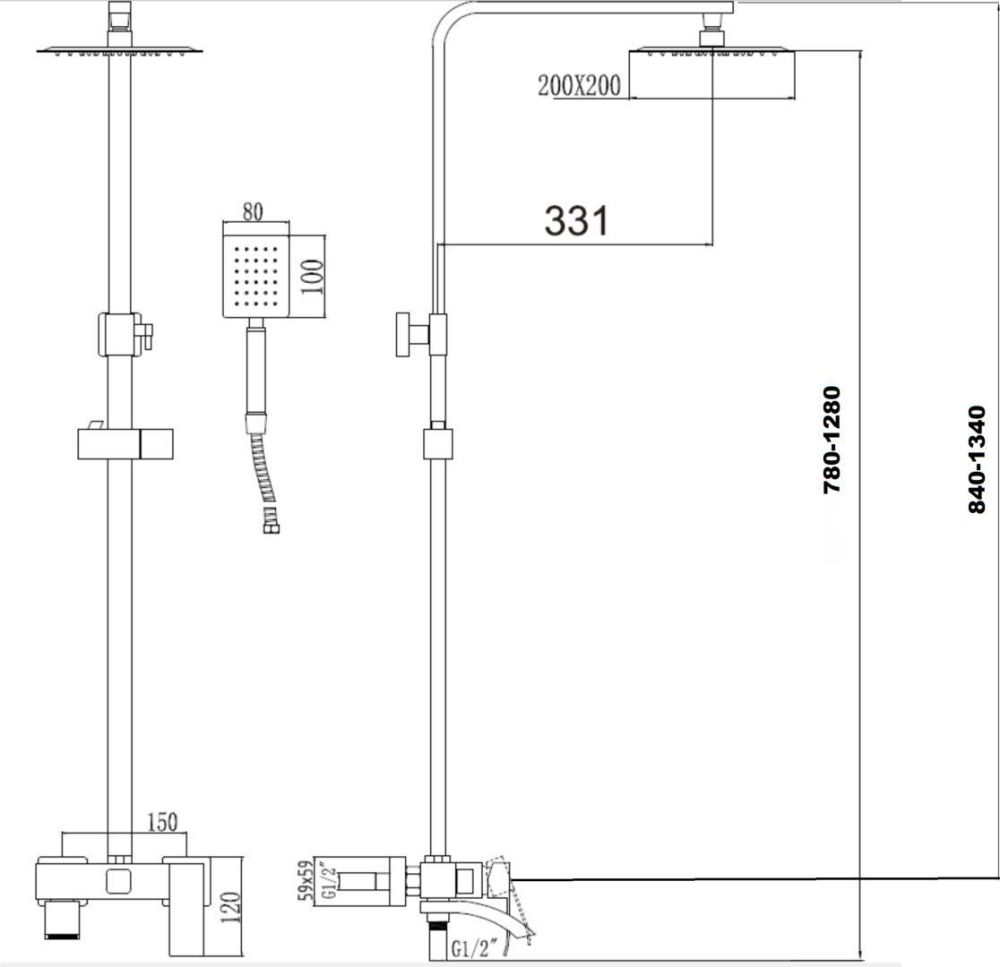 Душевая система Fmark FS8645-1H, черный, артикул FS8645-1H