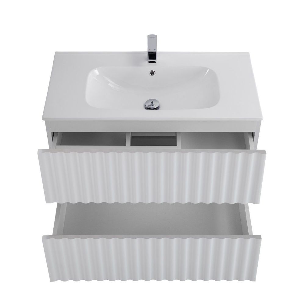 ELEGANT База под раковину подвесная с двумя выкатными ящиками, с LED подсветкой ручек. Белый матовый, 770x469x550 AM-ELEGANT-800-2C-SO-BM-LED, артикул AM-ELEGANT-800-2C-SO-BM-LED