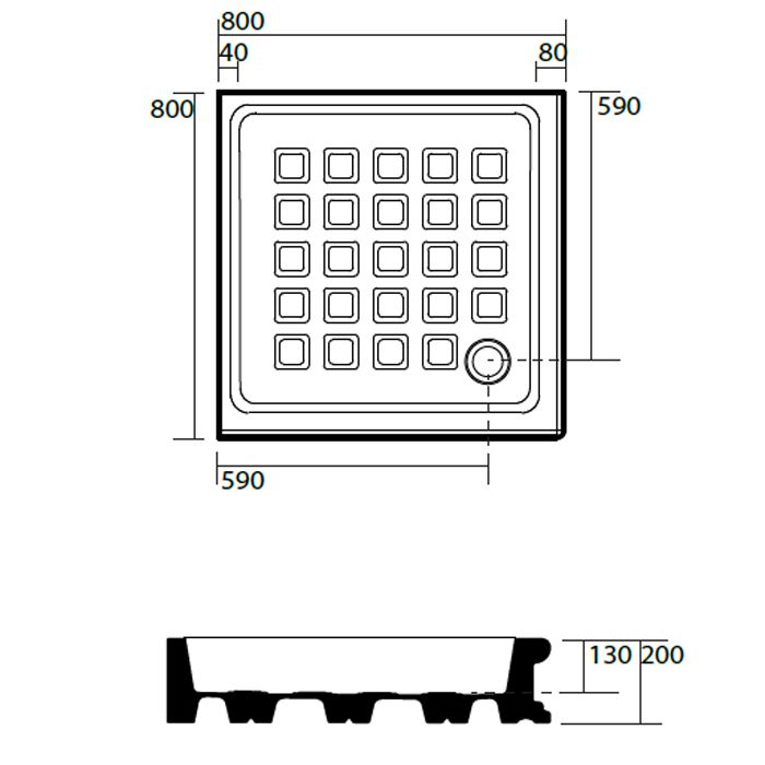 KERASAN Retro поддон угловой квадратный 80х80см, диаметр слива 90, цвет белый