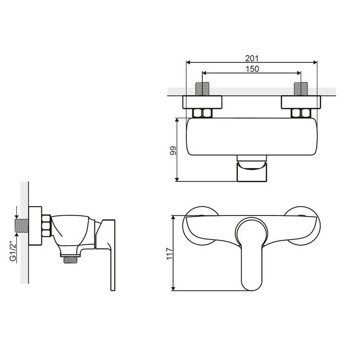 Смеситель для душа EXCELLENT Oxalia AREX.9008CR (хром)