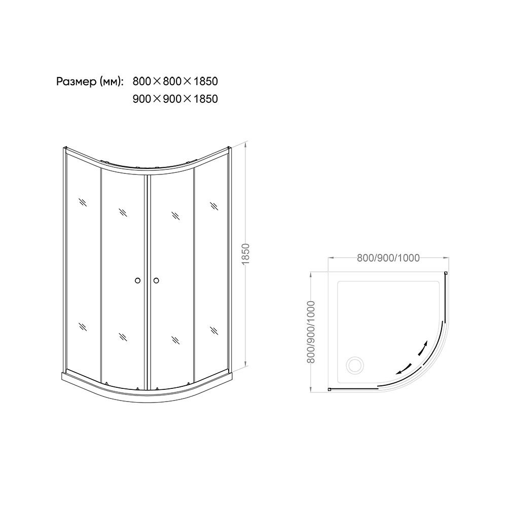Душевой уголок Rovigo 100x100x185 Рифленое хром RV02-100PL-02-19C1