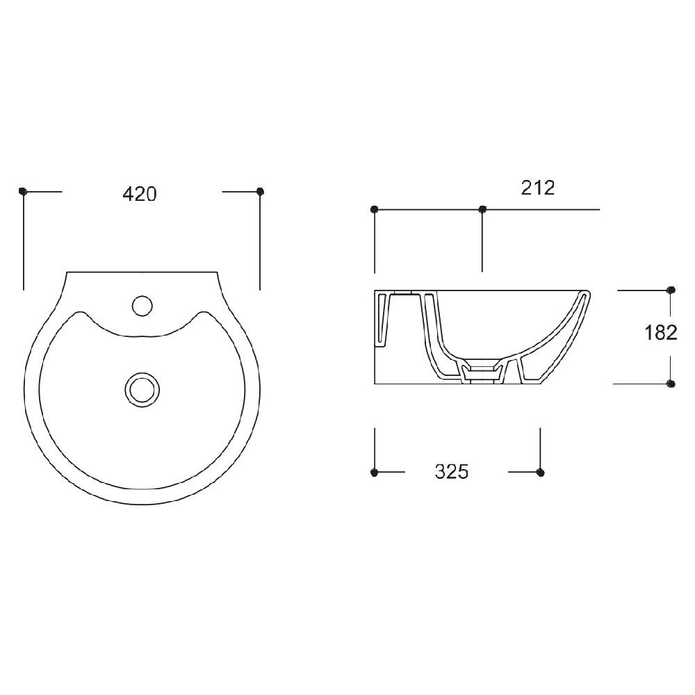 Умывальник GURAL Top D=42 накладной с отв. под смеситель