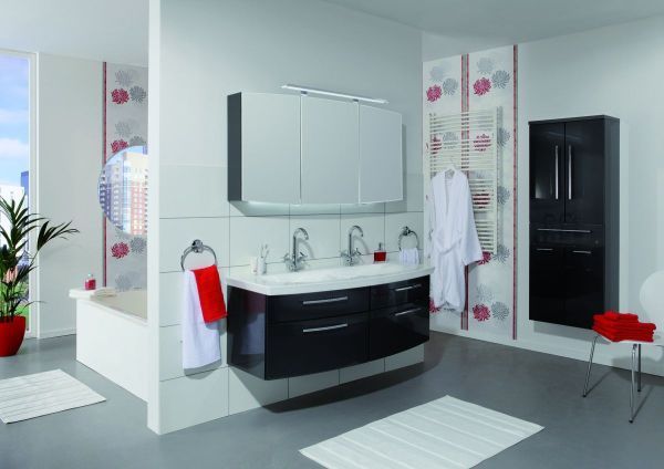 Комплект мебели Puris Classic Line с двойной раковиной из минерального литья, 1400 мм, цвет белый высокоглянцевый