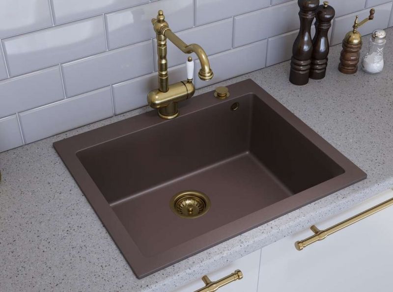 Мойка, OMOIKIRI, Bosen, ширина, мм-610, глубина, мм-500, высота, мм-210, тип установки-встраиваемый, отверстия для смесителя-3 промаркированных, с переливом, сифон и донный клапан в комплекте, автоматический донный клапан приобретается отдельно, материал-