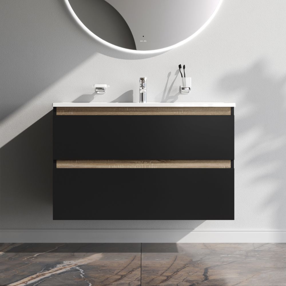 M85AFHX1002BM X-Joy, База под раковину, подвесная, 100 см, 2 ящика, черный матовый M85AFHX1002BM X-Joy, База под раковину, подвесная, 100 см, 2 ящика, черный матовый