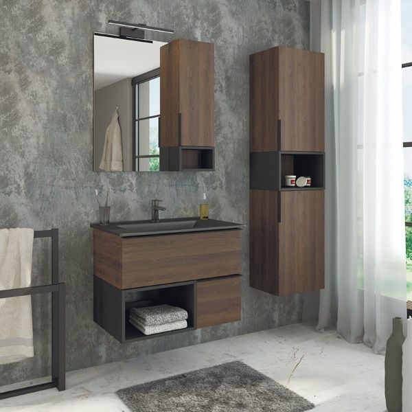 Тумба с раковиной Comforty Франкфурт 75 00-00000889 подвесная Дуб шоколадно-коричневый Черная матовая Тумба с раковиной Comforty Франкфурт 75 00-00000889 подвесная Дуб шоколадно-коричневый Черная матовая
