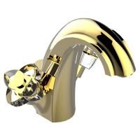 THG PETALE DE CRISTAL CLAIR LISERE DORE Смеситель для раковины на 1 отверстие, с донным клапаном, цвет полированное золото