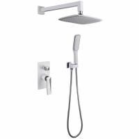 Смеситель встроенный + верхний душ + ручной душ БЕЛЫЙ+ХРОМ