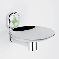 THG CAPUCINE VERT DECOR PLATINE Мыльница подвесная ø150 мм., декор зеленый, цвет хром THG CAPUCINE VERT DECOR PLATINE Мыльница подвесная ø150 мм., декор зеленый, цвет хром