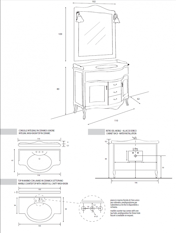 Мебель для ванной CEZARES ANDAMA, артикул GIU200110/ALZA