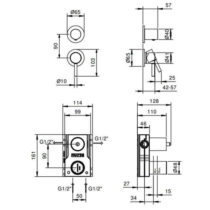 Fantini NO 5002G481B NOSTROMO Встраиваемый Смесители для душа наружная часть, цвет: Matt British Gold PVD