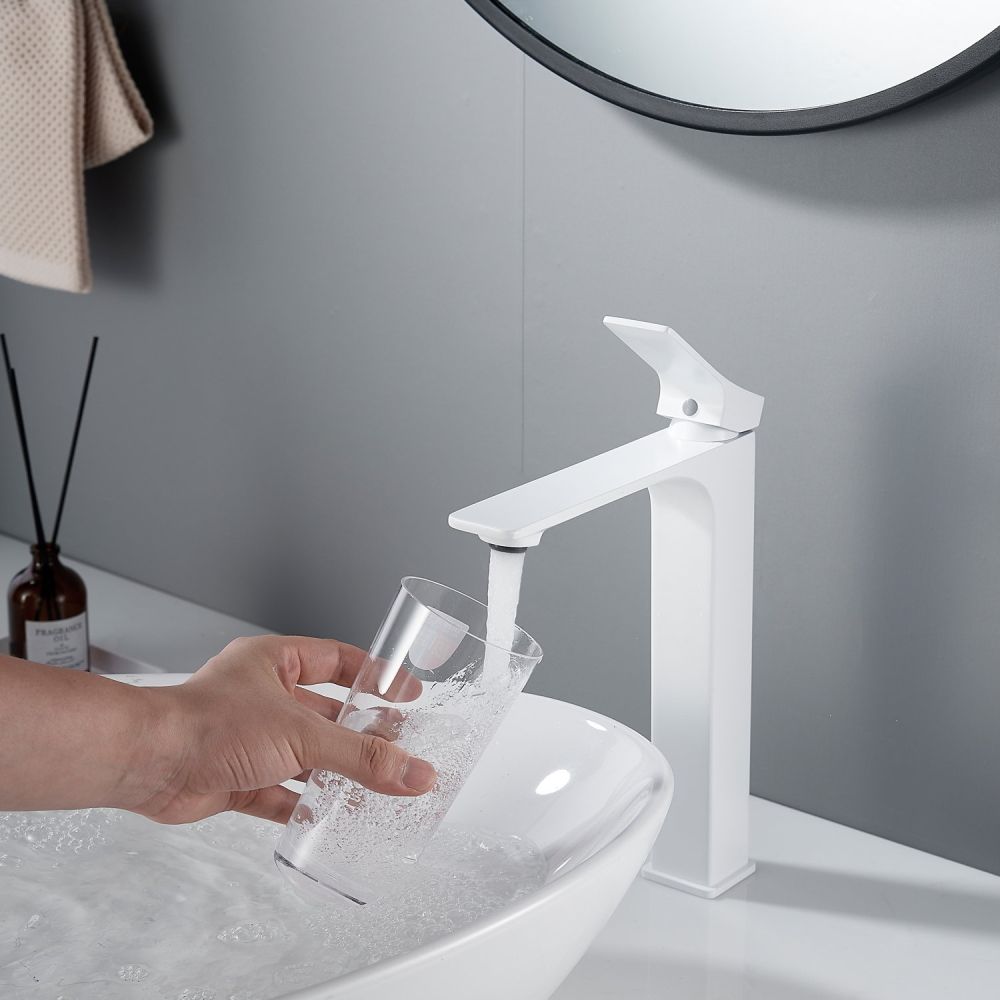 Смеситель для раковины высокий Shevanik S6111C, белый