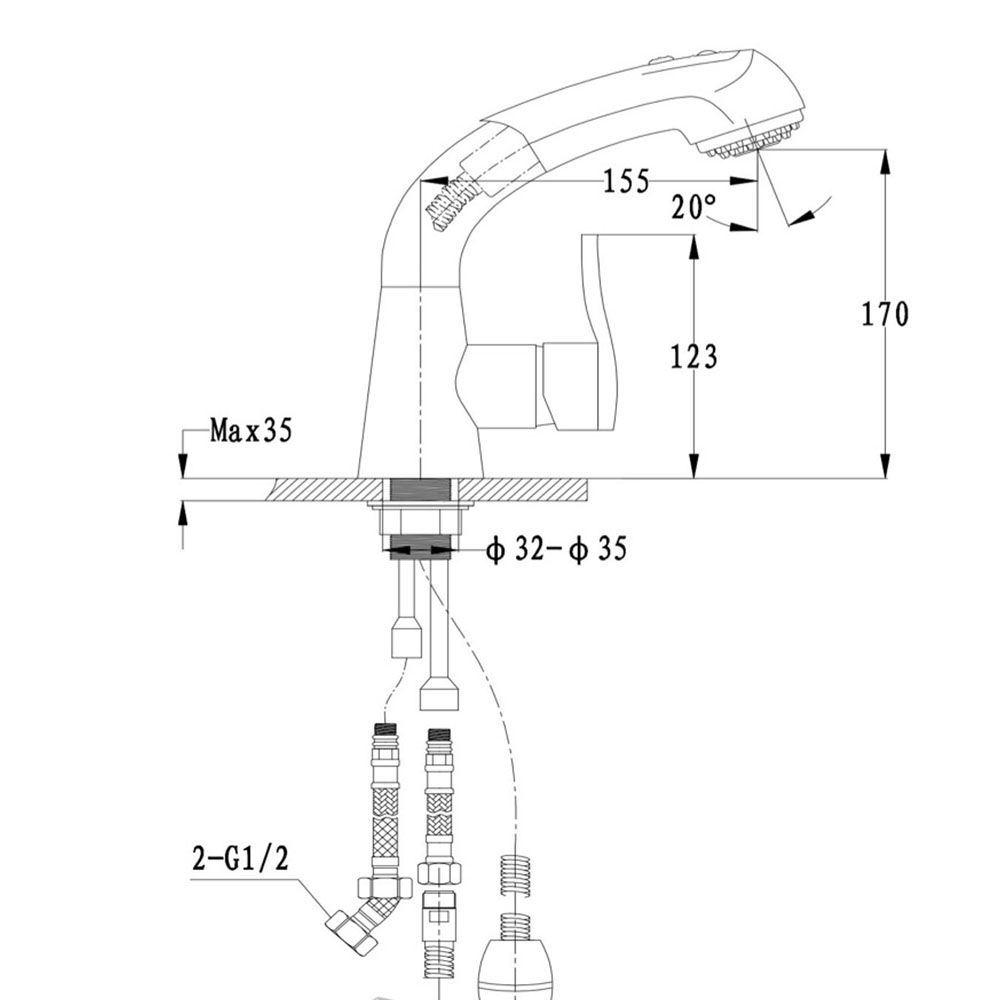 Смеситель для кухни с выдвижным изливом и режимом душ GranFest 3773, топаз