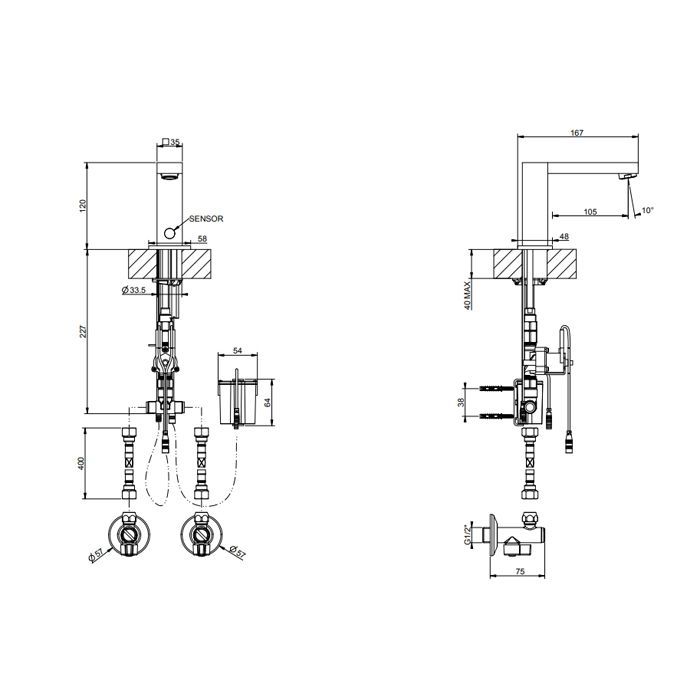 GESSI Смеситель для раковины, электронный, с кран-фильтром для регулировки температуры и напора воды, цвет Black XL