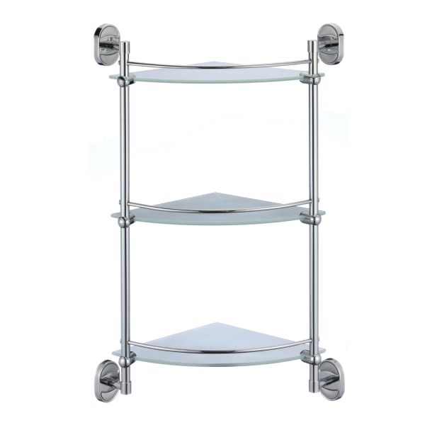 Полка угловая стеклянная Savol S-007073-3, хром