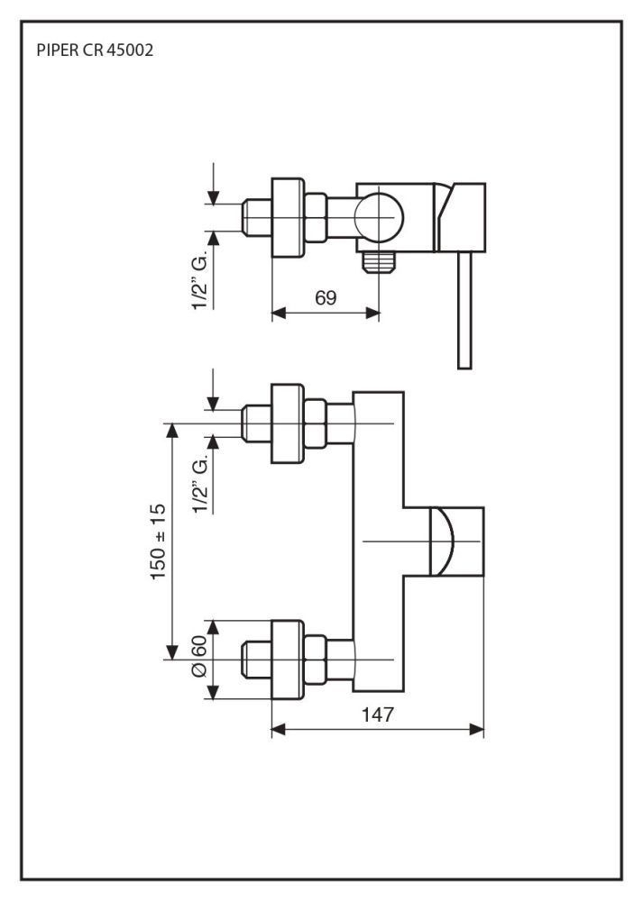 Emmevi Piper, однорычажный смеситель для душа без набора для душа, цвет черный матовый