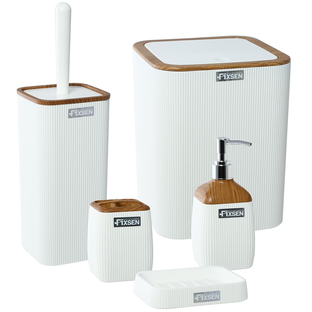 Ведро для мусора FIXSEN WHITE WOOD FX-402-6, белый/коричневый