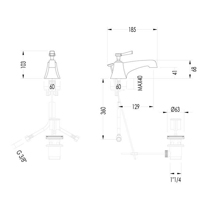 Devon Time Смеситель для раковины на 1 отв. с донным клапаном , цвет хром