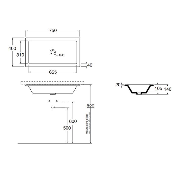 AZZURRA THIN раковина 75х40см встраиваемая под столешницу, без отв-я под смеситель, цвет белый AZZURRA THIN раковина 75х40см встраиваемая под столешницу, без отв-я под смеситель, цвет белый