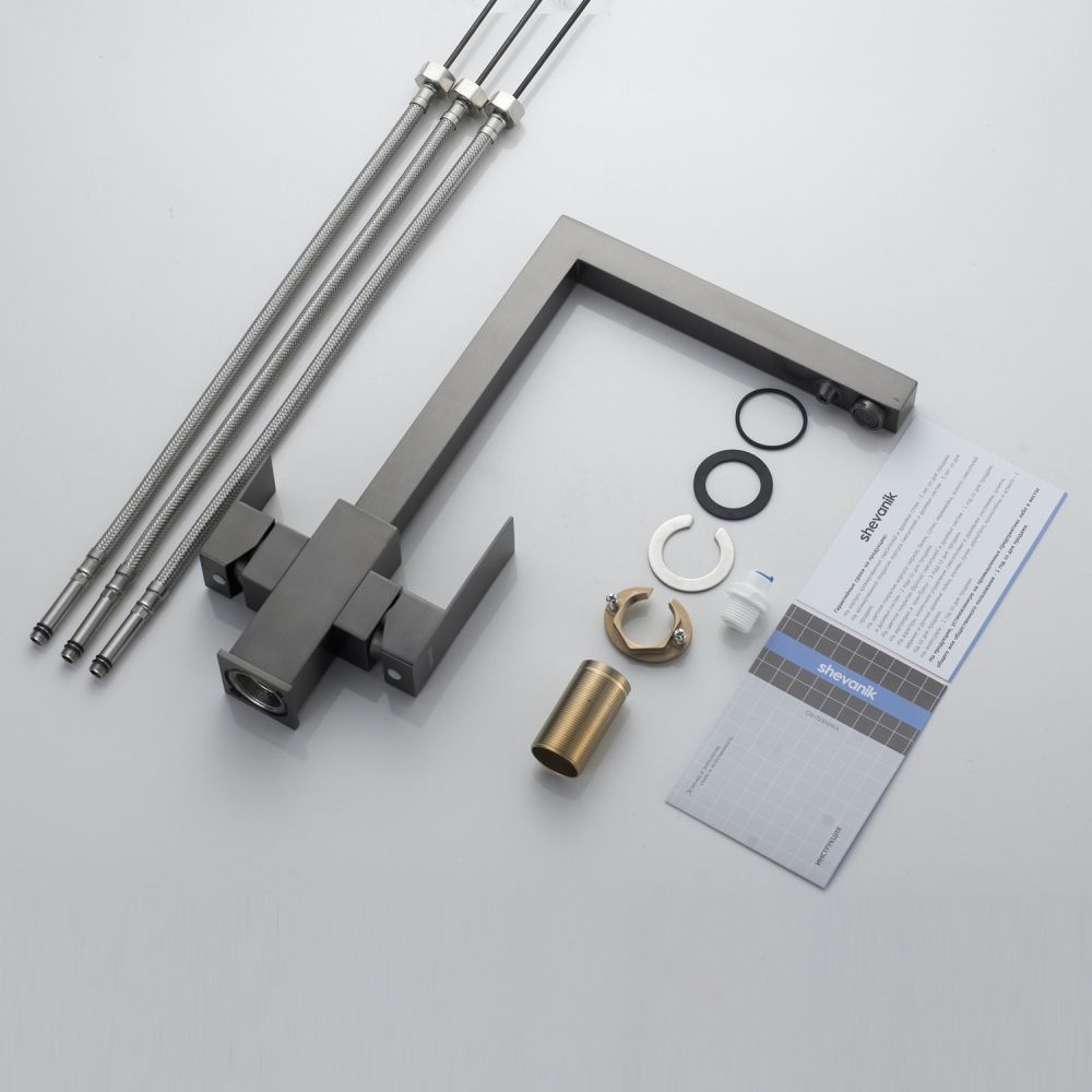 Смеситель для кухни с подключением фильтра Shevanik S148T, оружейная сталь