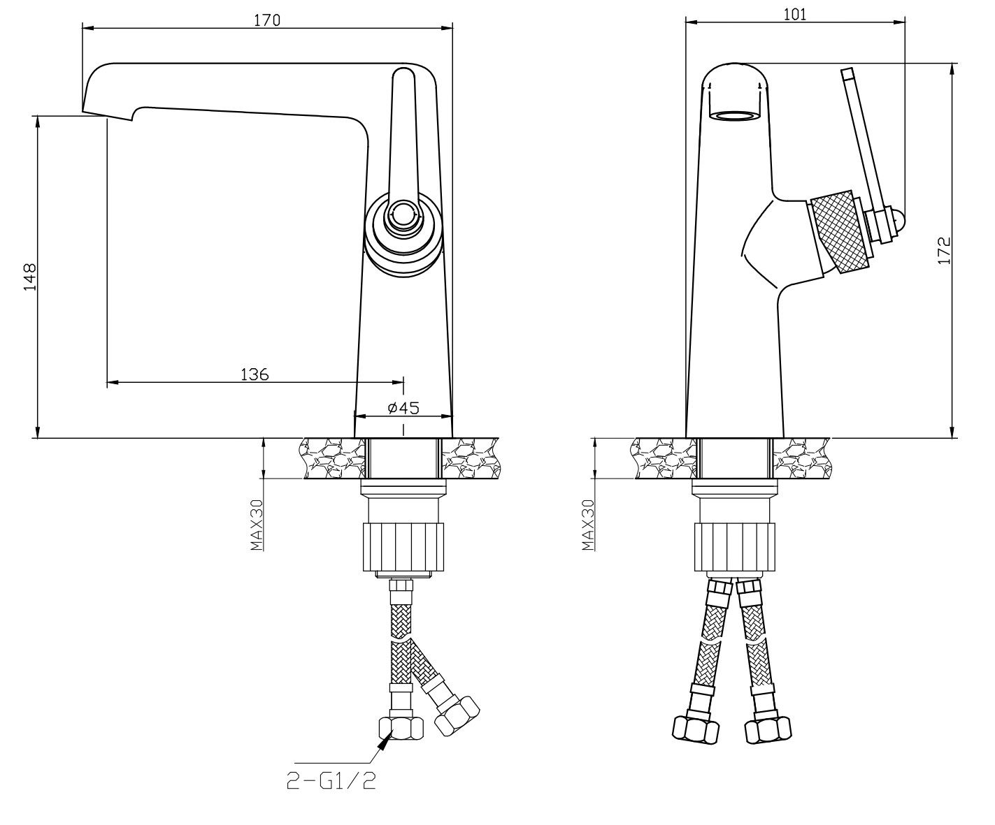 Смеситель Bangkok Black для раковины, артикул: BG26MB
