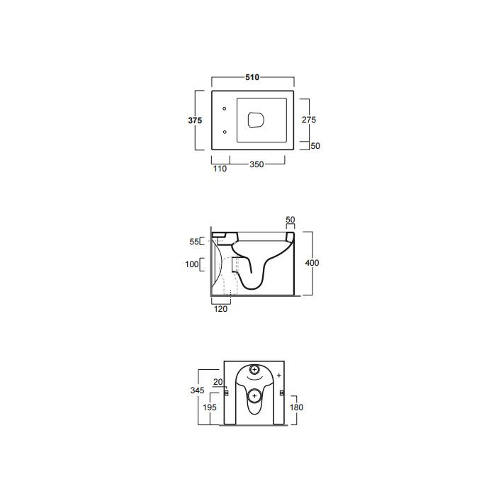 Simas Frozen унитаз напольный приставной 37.5х51см, цвет белый(без крепежа F90)