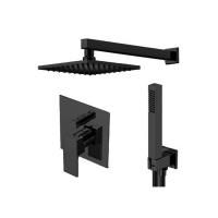 GATTONI Kubik Душ набор со смесителем встр. в стену, ручной лейкой и верхним душем 250х250 мм, цвет NERO OPACO (с внутренней частью)