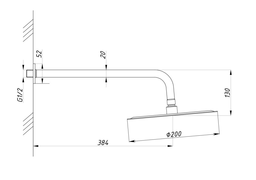 Душевая система ПСМ-Профсан с тропическим душем встраиваемая тип См-ДшОРЗШтШлА (PSM-ST-03), артикул PSM-ST-03