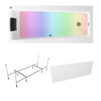 Комплект 5 в 1 Lavinia Boho Rock S4-3707006P, акриловая ванна 160x75 см, усиленный металлический каркас с монтажным набором, мягкий силиконовый подголовник, лицевой экран, хромотерапия