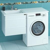 Тумба под раковину СаНта Марс-56 227003 над стиральной машиной, подвесная (ум.Лидер 1202 литой мрамор)